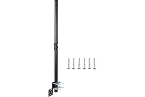 CEKAY Pole Mount with Bracket & Clamp U-Bolts for Outdoor Antennas, Signal Boosters & Weather Stations – 33" Length, 1 1/4" OD Steel Pole, Powder-Coated, Corrosion-Resistant