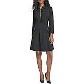 Tommy Hilfiger Womens 3/4 Sleeve Collared Zip Front Mini Shirt Dress