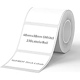 NIIMBOT Labels for B1/B21/B31 Label Maker, 40 x 30 mm (1.57'' x 1.18'') 230 Tapes/Roll, Thermal Label Tape, Waterproof, Oil-Proof for Home Office Small Business Labeling Tape Replacement(White)