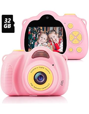 Fede Cámara para Niños con Tarjeta TF 32GB,Cámara Digitale Selfie para Niños,Video cámara Infantil con Pantalla de 2.4 Pulgadas,HD 8MP/1080P Doble Objetivo,a Prueba de Golpes,Carcasa de Silicona