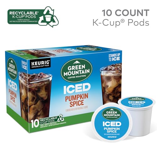 GREEN MOUNTAIN COFFEE BREW OVER ICE PUMPKIN SPICE, KEURIG SINGLE SERVE K-CUP PODS, 10 COUNT