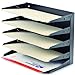MMF Industries STEELMASTER Legal-Size Horizontal File Organizer | 5-Tier Tray | ID Label Holder | Black | Scratch & Chip-Resistant Finish | Durable Metal Steel Construction | Wall File Organizer