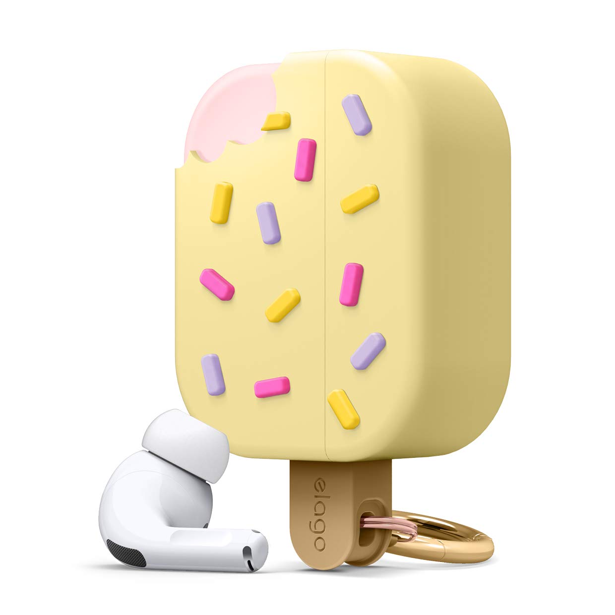 elago Ice Cream Case Compatible with AirPods Pro Case - Carabiner Included, Full Protection Premium Silicone Cover, 3D Unique Cute Design Case (Vanilla)