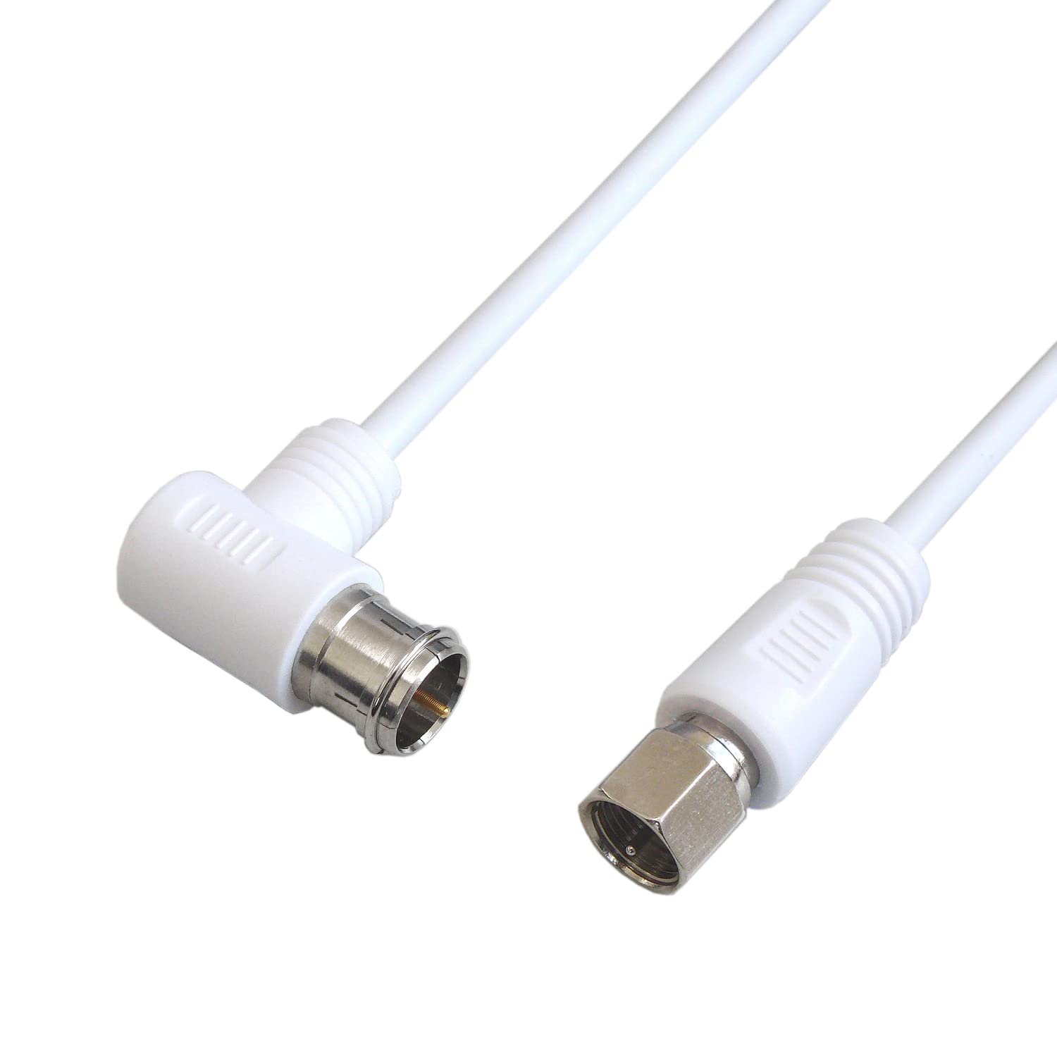 富士パーツ商会 アンテナケーブル 極細 15.0m スリムタイプ L型プラグ-F型コネクタ (ネジ) L-S型 ホワイト/VM-4025商品画像