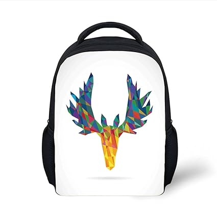 Amazon Com Iprint Kids School Backpack Antlers Decor Deer Head