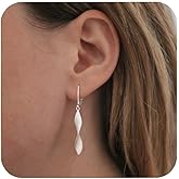 925 Sterling Silver Spiral Leverback Earrings Hypoallergenic Dangle Earrings for Women