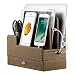 EasyAcc Charging Stations for RAVPower 60W 12A 6-Port Multiple Devices Double-Deck Docking Station Organizer for Anker USB Charger (Without Charger) for iPhone 11 Pro Cell Phones,Tablet,MacBook(Brown)