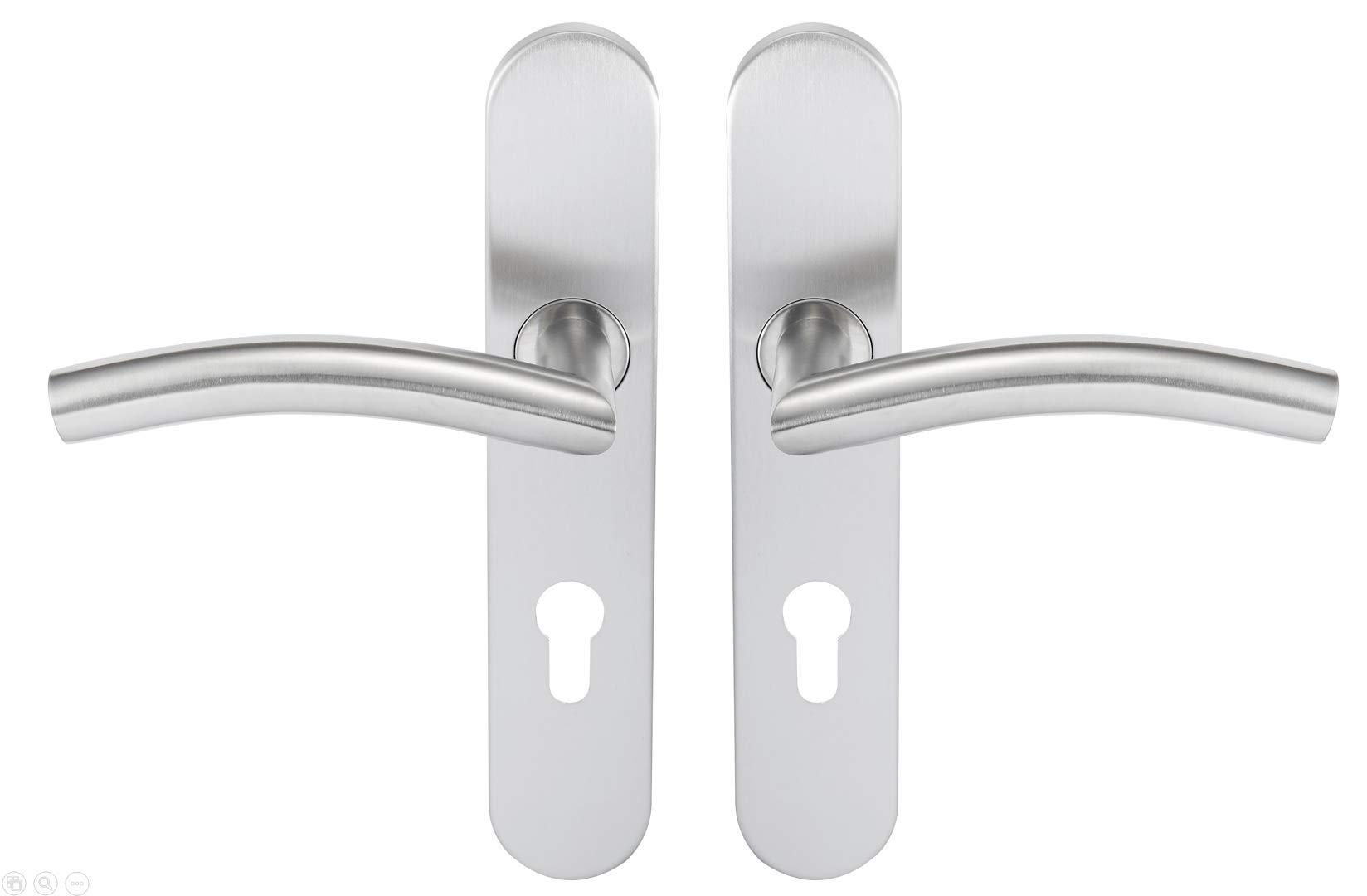 Bricard 666473 Set of Stainless Steel Handles on Tempo Classic Plate for Entrance Door (for European cylinders)
