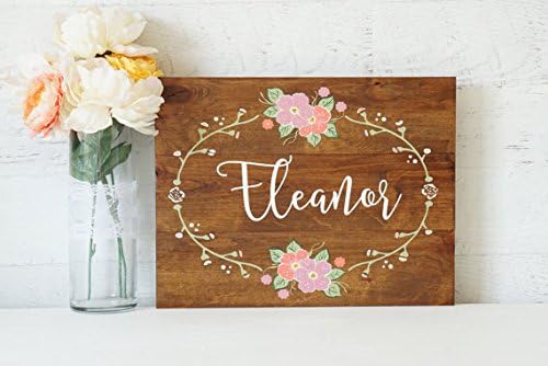 Custom Nursery Decor | Shabby Chic Girls Room | Hand painted Flowers | Nursery Wall Decor | Pallet Wood Sign | Monogram | Pink | Coral 10x12