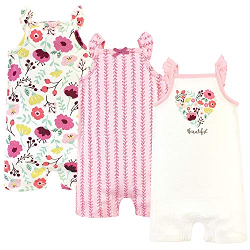 Touched by Nature Unisex Baby Organic Cotton Rompers, Botanical, 6-9 Months