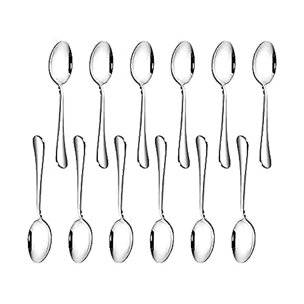 Tea Spoons Set of 12 Stainless Steel 5.12x0.98in Small Coffee Spoons Set Mini Oval Dessert Spoon Ideal for Black Tea Soup Hot Chocolate Coco Drinking Ice Cream Sundae Appetizer(#5)
