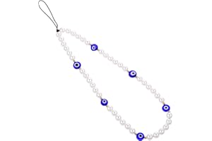 TIESOME Beaded Phone Charm, Evil Eye Beaded Lanyard Wrist Strap Face Beaded Phone Charm Handmade Phone Chain Strap Keychain for Men Women Girls Cell Phone String Strap