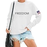 RXGOY Freedom Sweatshirt for Women USA Flag American Patriotic Graphic Crewneck Top