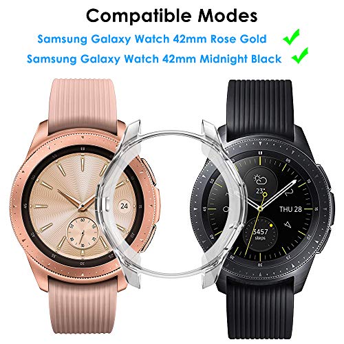 EZCO Compatible Samsung Galaxy Watch 42mm Case (2-Pack), Soft TPU Plated Case Protector Bumper Shell Compatible Samsung Galaxy Smart Watch
