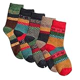 Chalier 5 Pairs Women's Warm Socks Wool Socks Winter Crew Socks for Women