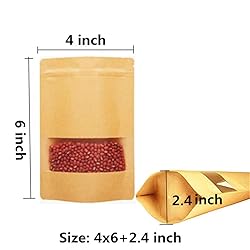 Kraft Paper Bags With Matt Window And Zip Lock