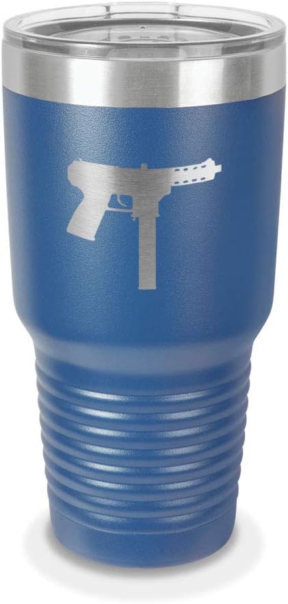 Custom Tec-9 30 oz Laser Engraved Polar Camel Stainless Steel Vacuum Insulated Tumbler w/Clear Lid kg-99 tec-dc9 ab-10 2a molon labe - Customizable - Royal Blue