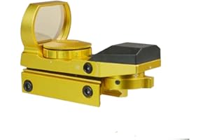 TWP Reflex Dot Sight Scope, Red and Green Illumination and 4 Reticles, Weaver Picatinny Rail Mount Aluminum Structure Anodized Gold