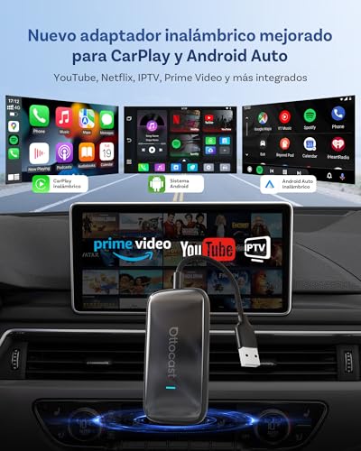 OTTOCAST Play2Video Ultra, Wireless CarPlay Adapter & Android Auto AI Box with Prime Video Youtube WiFi 6 5G Bluetooth 5.4 CarPlay Youtube Adapter for Most Cars 2016+
