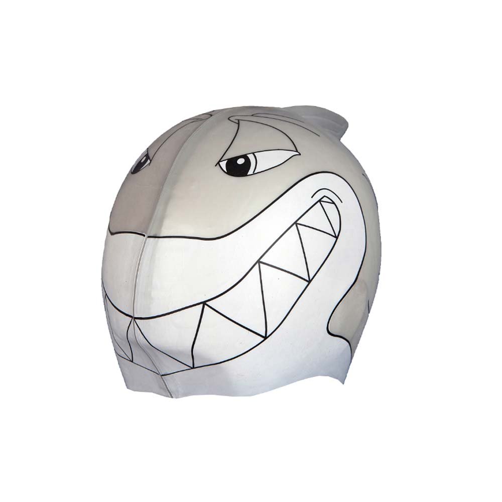KATIES PLAYPEN / BABY BEST BUYS Childs Silicone Swimming Cap - Grey Shark Design - One Size