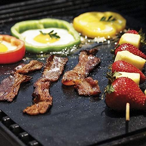 Vinsani 5PC Non-Stick BBQ Grill Mat(40 x 33 cm)-Universal Barbeque Baking Oven Liners Reusable and Dishwasher Safe Indoor Outdoor BBQ Cooking Mats for Charcoal Electric Gas Grill Kitchen Ovens - Image 4