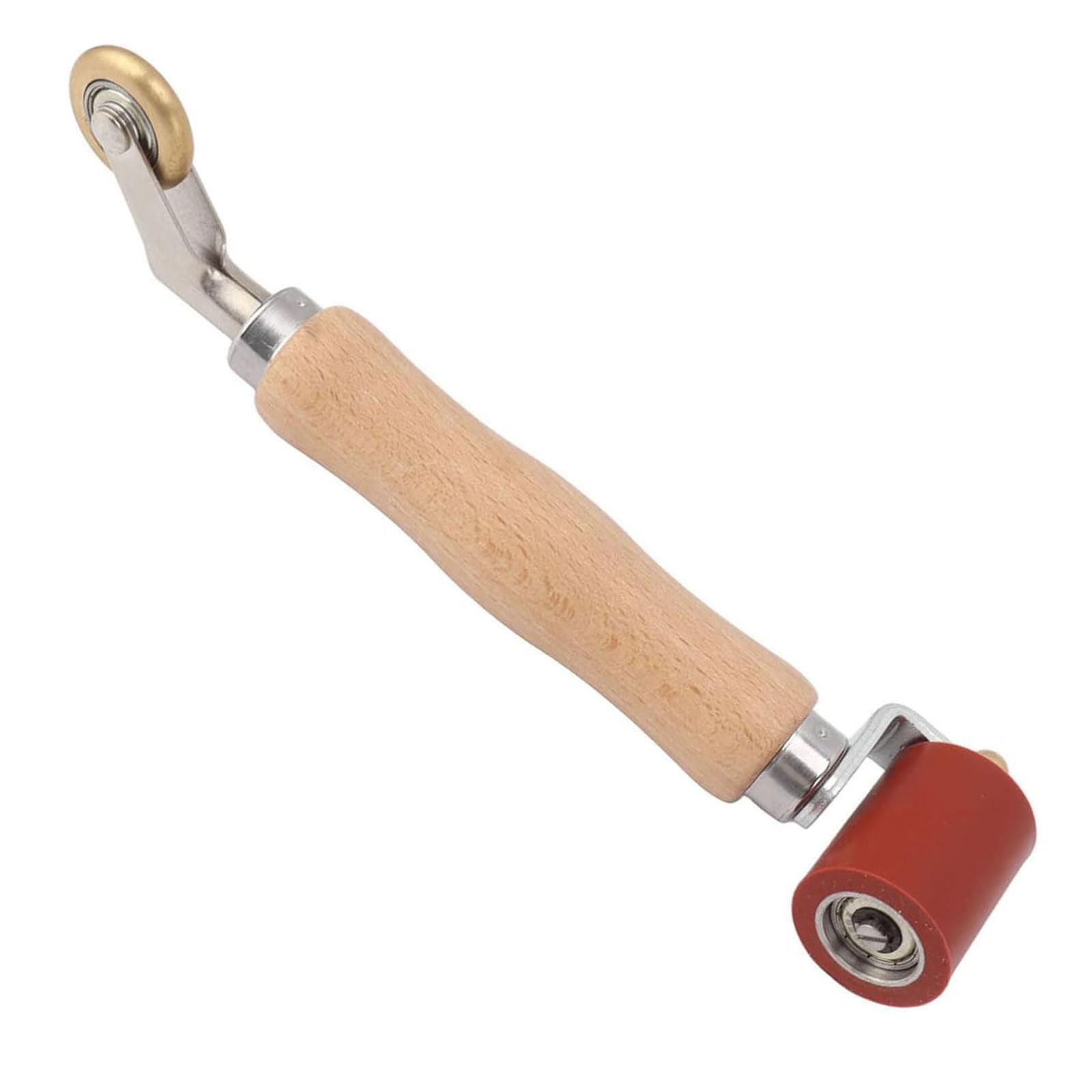 HAPPOW 2 in 1 Silicone Seam Roller,Rubber Roller with 6mm Interal Corner Brass Penny Roller, for PVC/TPO/EPDM Roofing, Wallpaper, Smoothing Double-Headed Tool(Red)