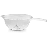 YBM Home 9.75 Inch Plastic Strainer Colander with Long Handle &ndash; Made of Food Safe BPA-Free Plastic - Use for Pasta, Noodles, Spaghetti, Vegetables and More 31-1130-white (1, White)
