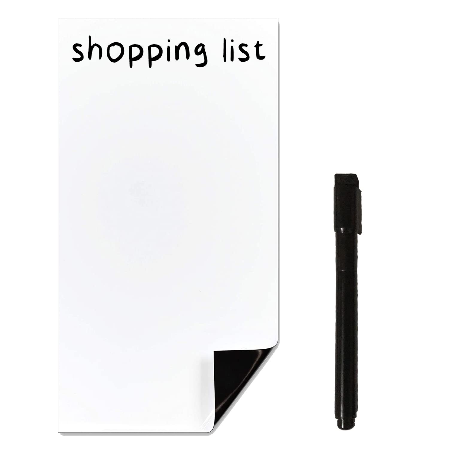 TMS Small Magnetic Whiteboard for Fridge with Ultra-Fine Dry Erase Marker | Shopping List, Memo Board or Planner for Notes or Reminders | Dry Wipe Mini White Board or Kitchen to Do List [21 x 10cm]