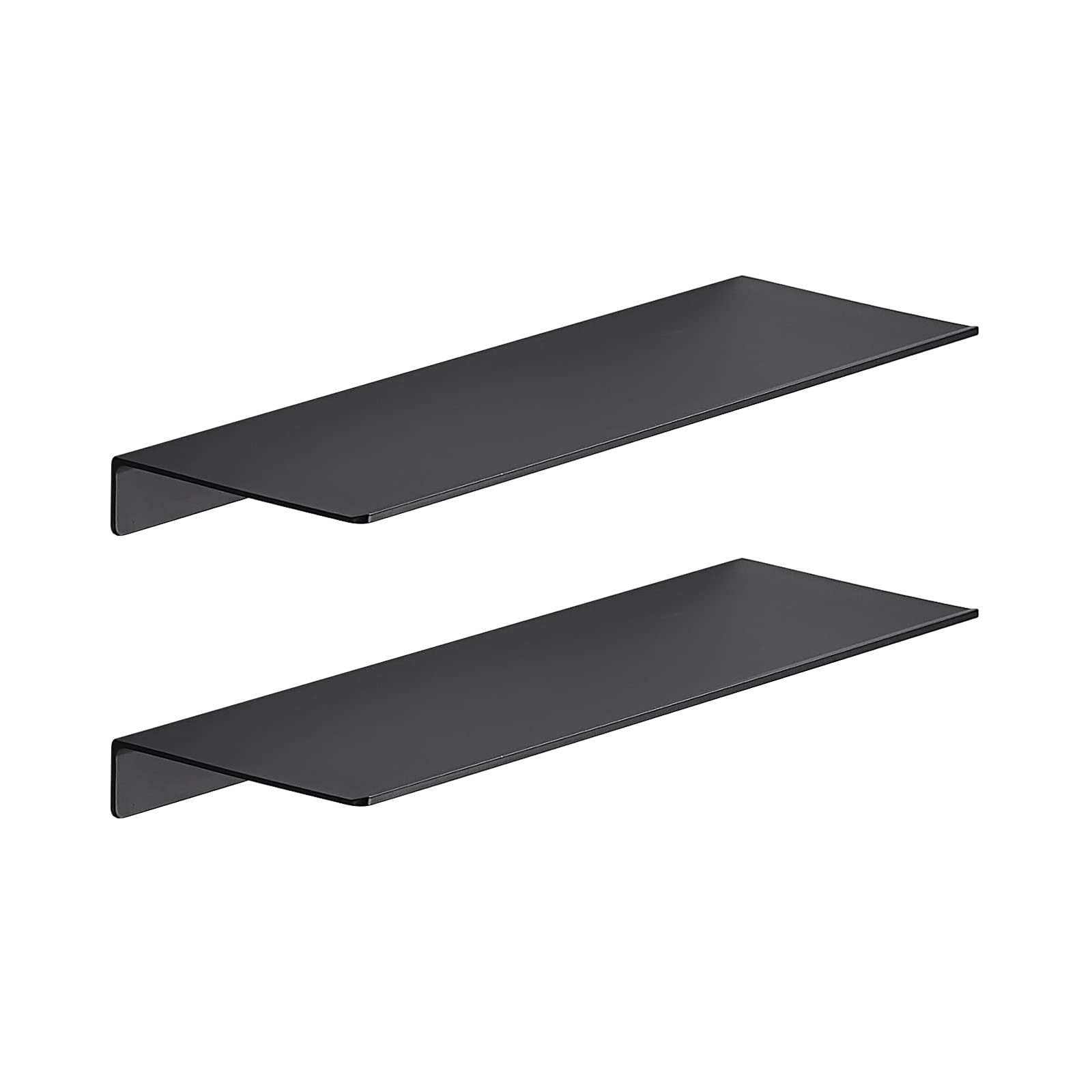 JOOM Floating Shelves, Storage Shelves, Bathroom Shelves, Wall Mounted, Aluminum (30cm, Black) Two Pack