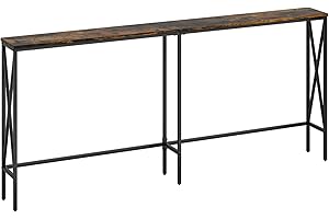 Masupu 70.9" Console Table, Narrow Long Sofa Table Behind Couch, Skinny Entry Table, Industrial Sofa Table with Metal Frame for Hallway, Living Room, Rustic Brown…