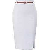 Kate Kasin Women's Bodycon Pencil Skirt with Belt Solid Color Hip-Wrapped