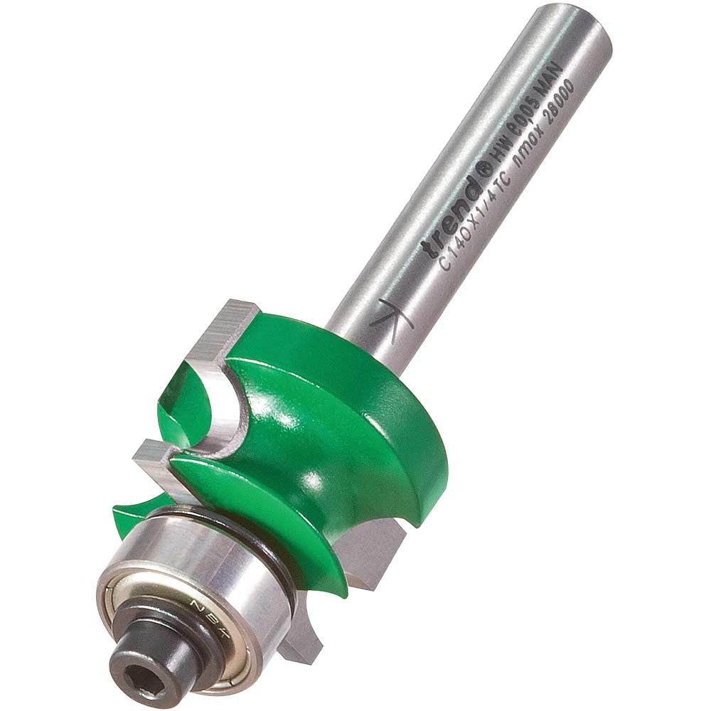 Trend CraftPro Corner Bead Router Cutter, 1/4 Inch Shank, 22.3mm Cut Diameter & 14mm Cut Length, 3.2mm Radius, Tungsten Carbide Tipped, C140X1/4TC