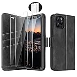 iPhone 12 Pro Max 5G Wallet Case, [2 Glass Screen Protectors Included], PU Leath