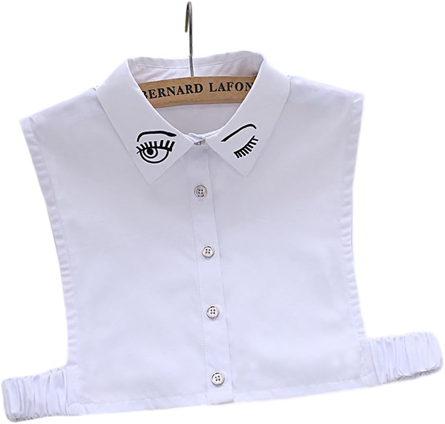 Zumuii Butterme Femme Blanc Faux Col De Chemise Amovible Col Decor Chemisier Chemise
