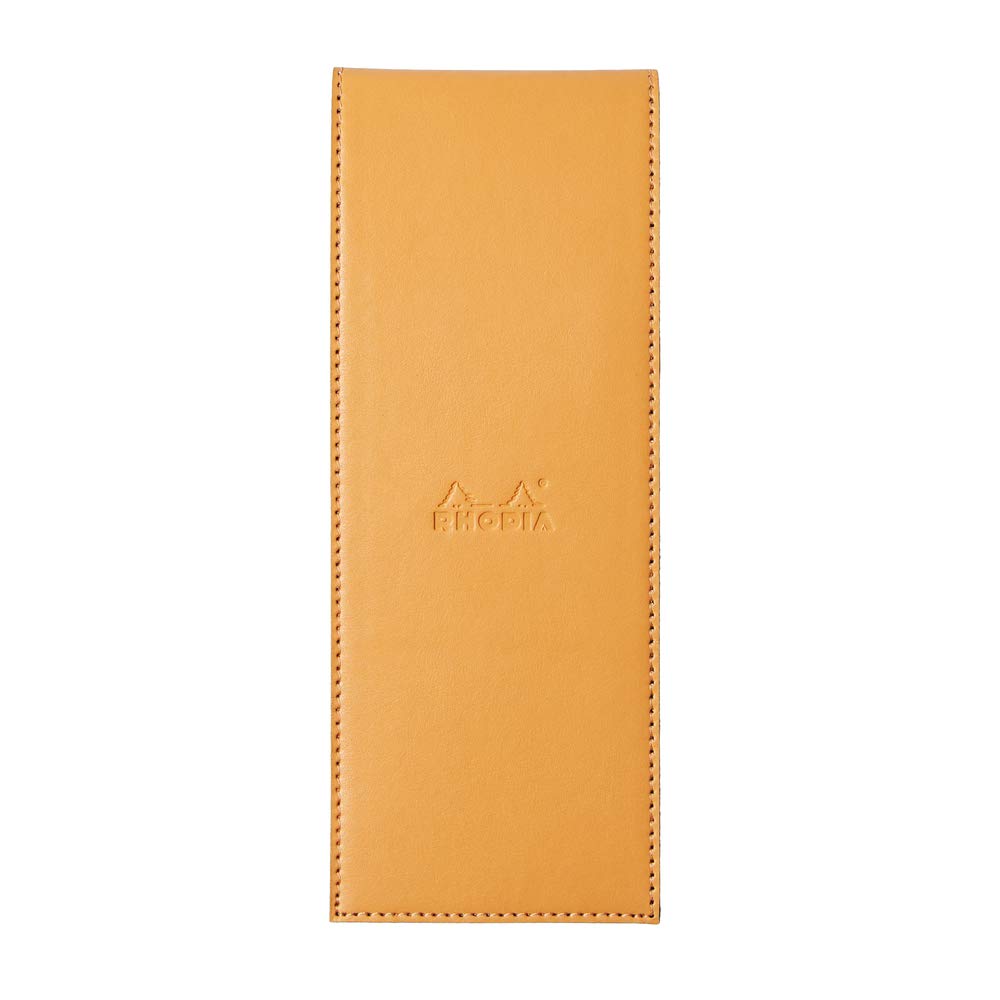 RHODIA 218098C ​​- Clipboard Case + Stapled Notepad N°8 Shopping Orange - 7.4 x 21 cm - Lined - 80 Detachable Sheets - White Clairefontaine Paper 80 g/m - Pencil Holder - Faux Leather