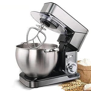 HIZQ Batidora Amasadora, Amasadora Para Repostería (2000 W, 6 Velocidades, Con Bol De Acero Inoxidable De 10 L, Amasador, Batidor, Varillas Y Protección Para Salpicaduras) 220V