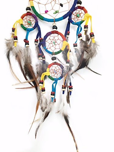 PEPPERLONELY Dream Catcher Multi-Color Feathers 3.5 Inch Diameter, 16 Inch Long