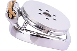 New Flat Male Chastity Cage with Built-in Lock Metal Penis Rings Stainless Steel BDSM Adults Sex Toys for Men FK-76 (Base rin