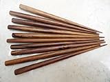 Set of 10 Wooden Hair Sticks, Six Inches Long, Stained Medium Brown, End Drilled - By Craftshowdisplays-us