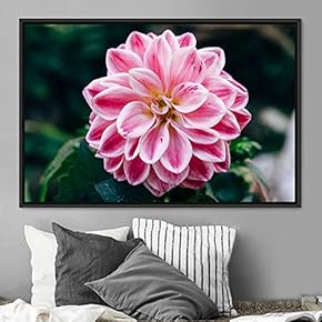 signwin Framed Canvas Wall Art Pink Flower Portrait...