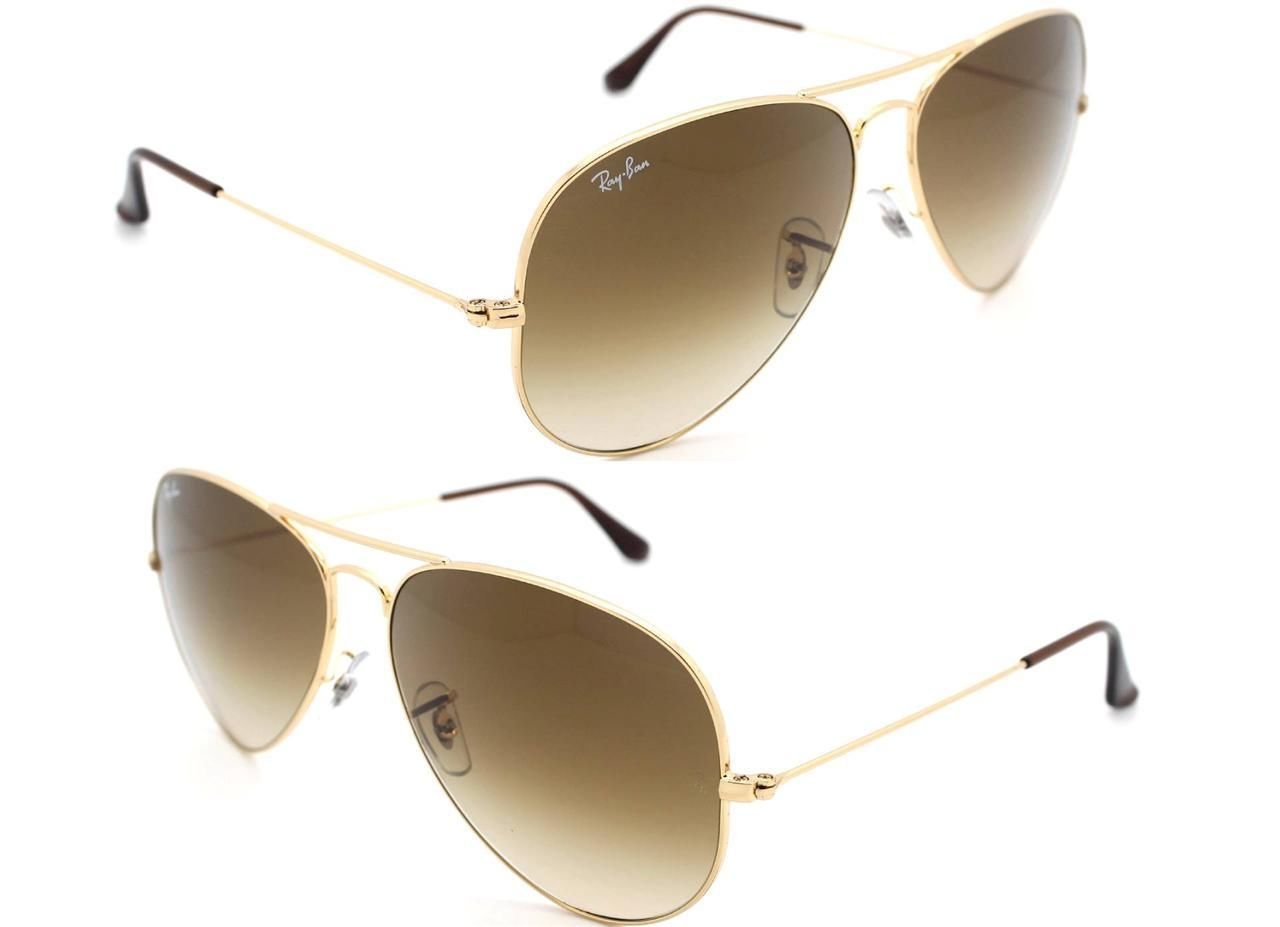 Authentic Ray-Ban Aviator RB 3025 001/51 58mm Gold / Brown Gradient 