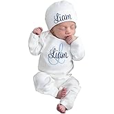 Personalized Newborn Baby Coming Home Outfit,Custom Embroidered Name Sleepwear,Infant Soft Long Sleeve Romper(style 2)