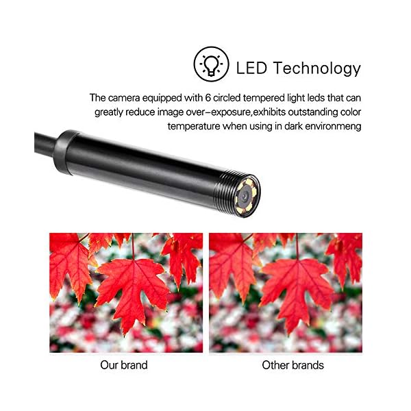 QMMB Endoskop-Kamera, Inspektionskamera Endoskop, 7Mm HD Kamera Einstellbar LED IP67 Wasserdicht, Geeignet Für Android… – Bild 5