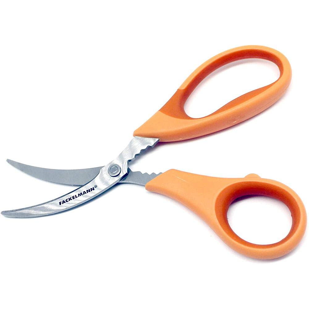 Fackelmann 5c Stainless Steel Kitchen Scissors for Seafood Peeling with Ergonomic Two-Tone Handle in Orange Tones, 18 x 8.5 cm, 1 Pack