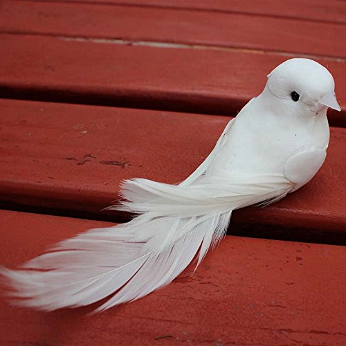 Yalulu 2Pcs Decorative Fake Doves Artificial Foam Feather White Birds With Magnet,Craft Bird For Home Ornaments,Wedding Decor