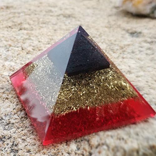 GEMSTORE369 ORGONE Pyramid Hematite,ORGONITE Energy Generator with Hematite Pyramid Stone & Reiki Energy (Small Size)