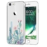 luolnh iPhone 8 Case,iPhone 7 Case with flowers, Slim Clear Chrome Gold Floral Pattern Soft Flexible TPU Back Cover Case for iPhone 7/8 -Cactus flower