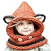 HEEMAA-Winter Kids Warm Fox Animal Hats Knitted Coif Hood Scarf Beanies for Autumn Winter (Orange)