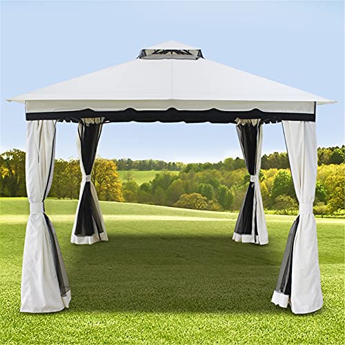 ZDYLM-Y Gartenpavillon im Freien, zweistufiger Garten-Pavillon mit Verdeck und schattigen Vorhängen, Gazebo-Überdachung… – Bild 3