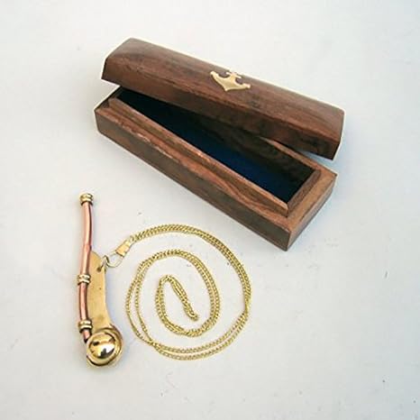 Benzara latón/cobre Bosun silbato de azul marino con caja de ...